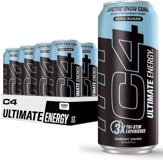 C4 Ultimate Sugar Free Energy Drink Pack of 12 for Performance