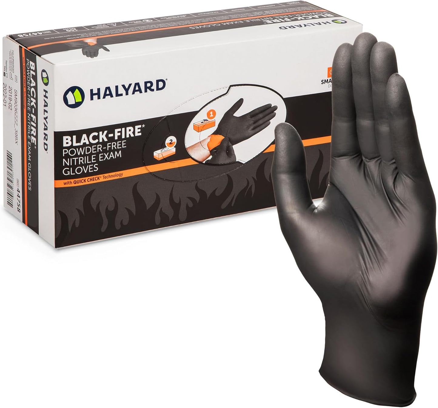 HALYARD Black-FIRE Nitrile Exam Gloves for Safety and Comfort