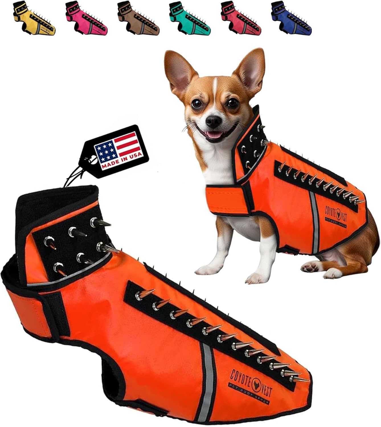 CoyoteVest SpikeVest Dog Harness for Small Dogs - Reflective Safety