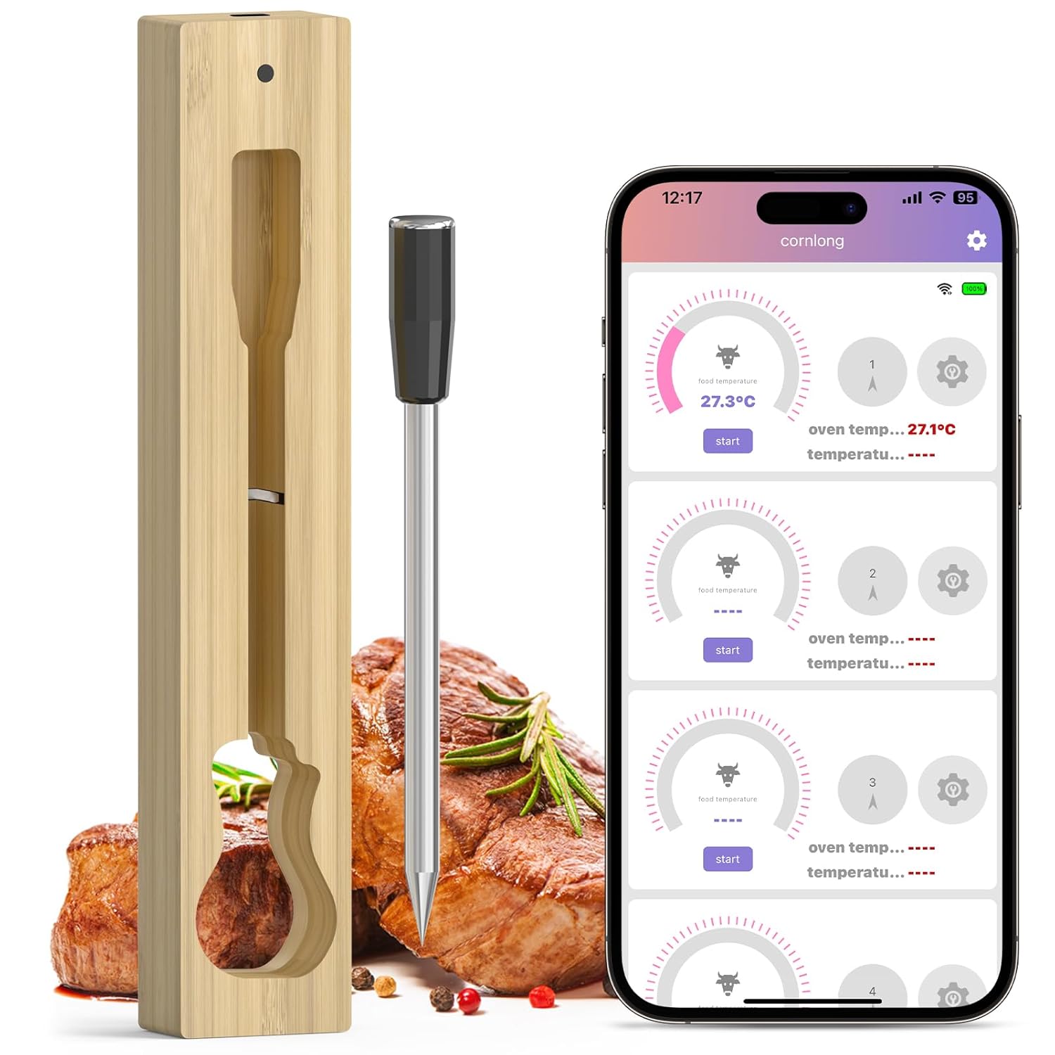 Wireless Meat Thermometer Bluetooth for Perfect Cooking Every Time