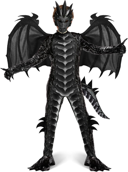 Boys Dragon Costume with Wings, Tail and Mask for Halloween Fun
