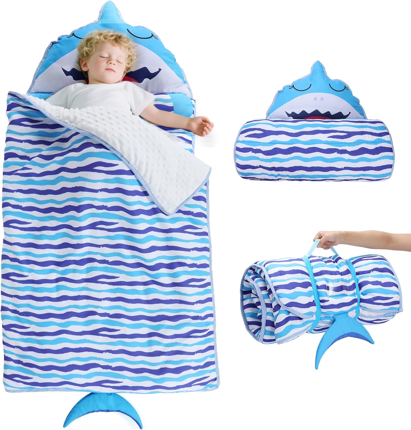 Thick Toddler Nap Mat with Pillow for Kids Aged 1 to 5