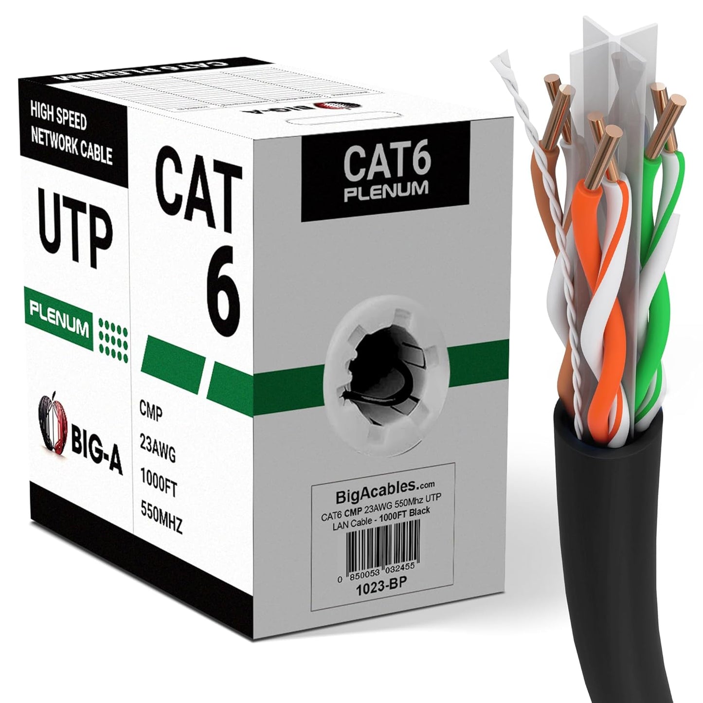 Big-A Cat6 Plenum Cable 1000ft - 10Gbps Fast Ethernet