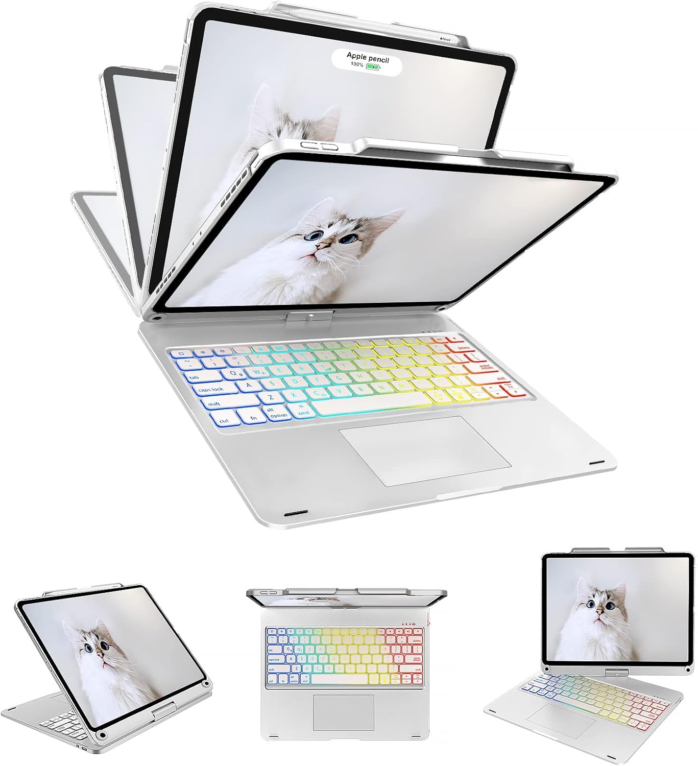 Swivel Wireless Keyboard Case for iPad Pro 12.9 with Trackpad