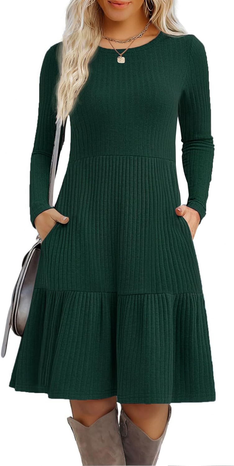 Zeagoo Womens Long Sleeve Fall Dresses with Pockets for Style