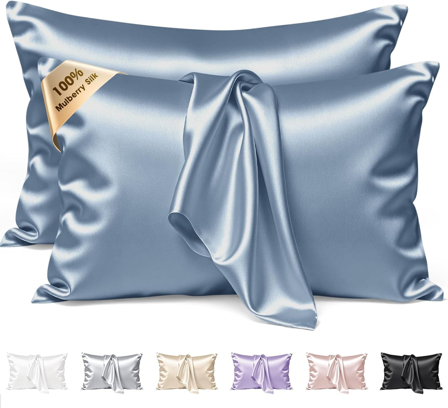 Silk Pillow Cases 2 Pack King Size for Hair & Skin Care