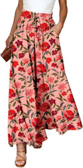 Dokotoo Casual Elastic Waist Wide Leg Pants with Pockets