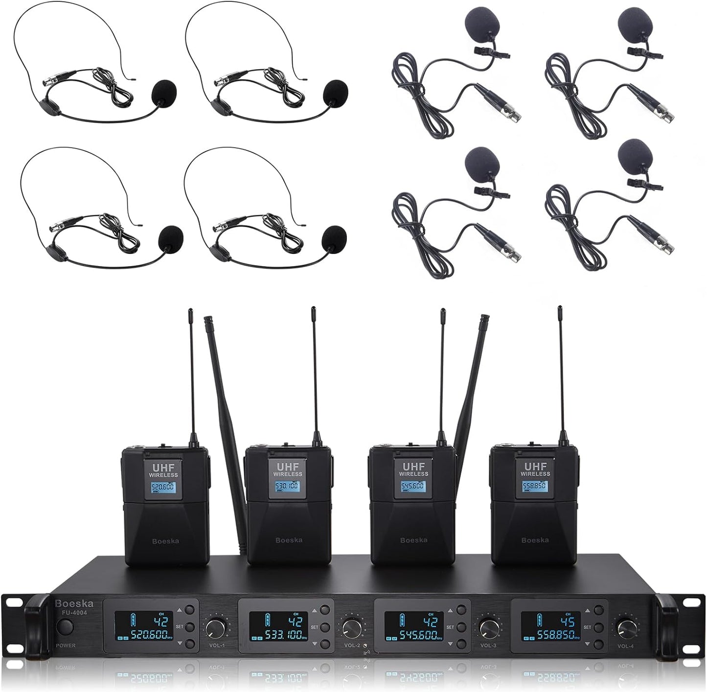 Wireless Microphone System for Karaoke and Events with 4 Mics