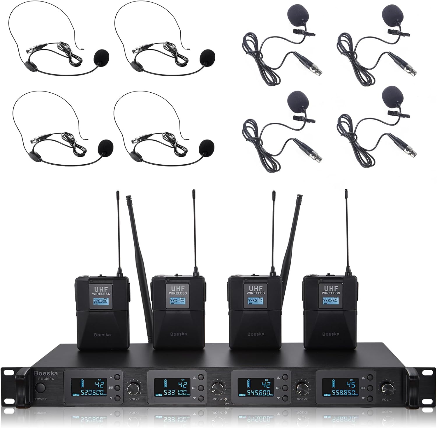 Wireless Microphone System for Karaoke and Events with 4 Mics