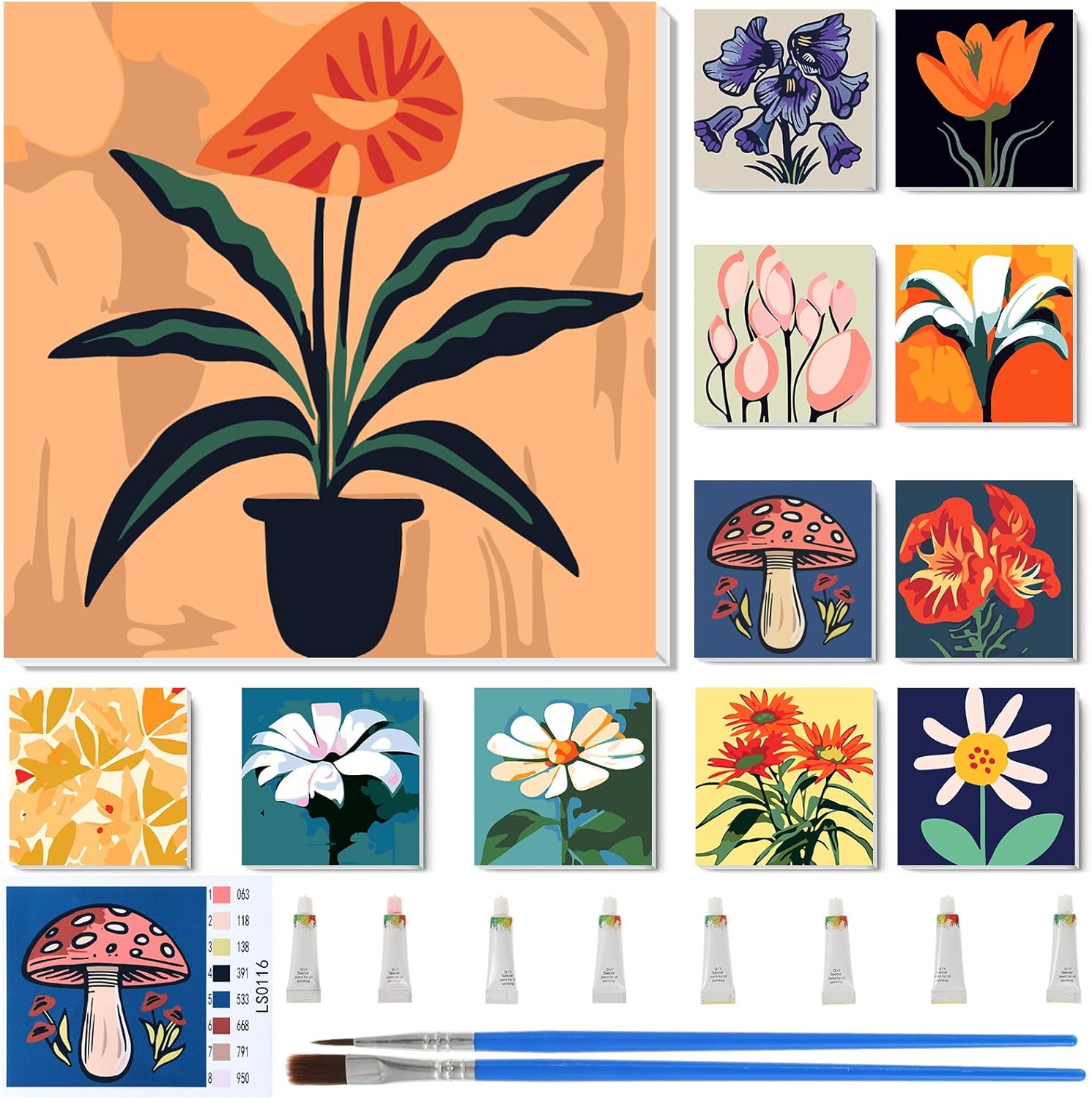 Nezyo 12 Sets Paint by Numbers Kit for Adult Beginners Fun