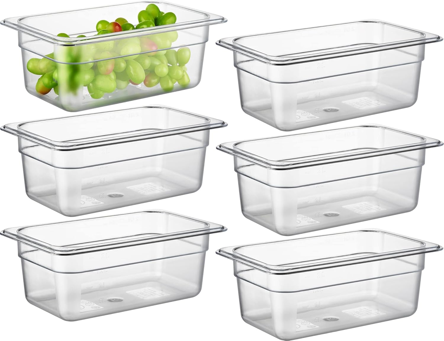 CURTA 6 Pack NSF Food Pans for Commercial Kitchen Use