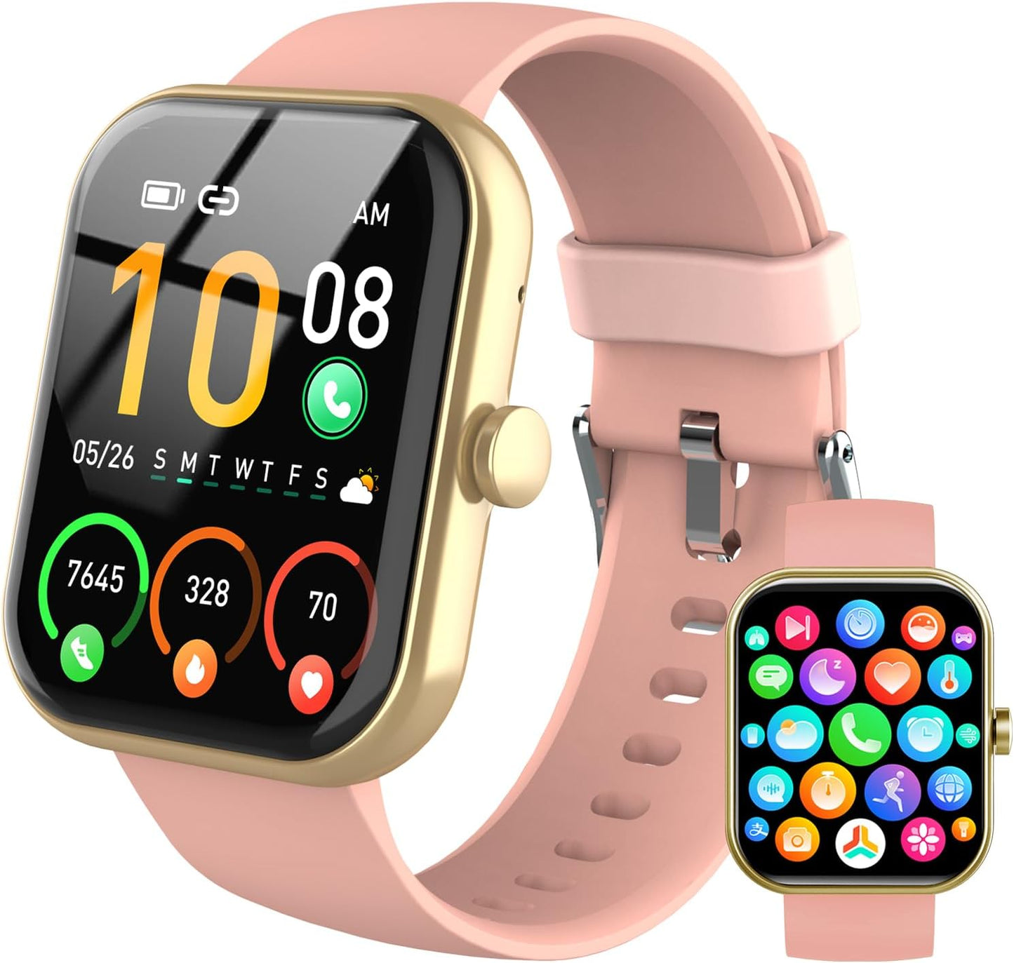 Smart Fitness Tracker Watch: Answer/Make Calls, IP68 Waterproof, 110+ Sport Modes, Pink