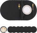 Homaxy Round Faux Leather Placemats and Coasters Set of 8 - Washable