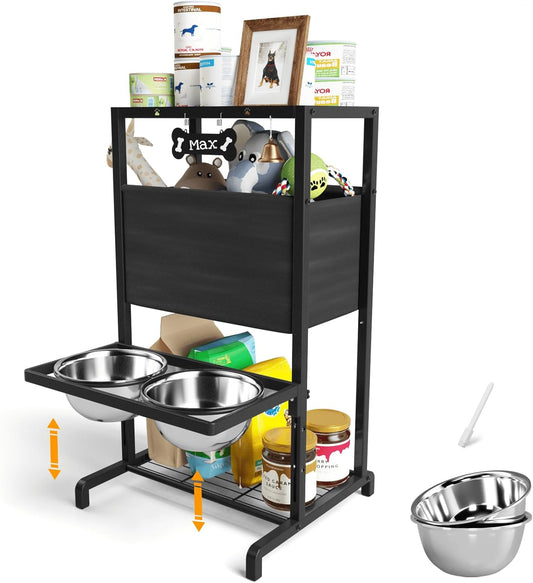 Elevated Dog Bowls for Large Medium Small Dogs with Storage