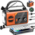 30000mAh Emergency Radio Orange - NOAA Alert Solar Hand Crank