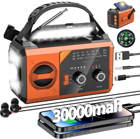 30000mAh Emergency Radio with NOAA Alert for Survival and Camping