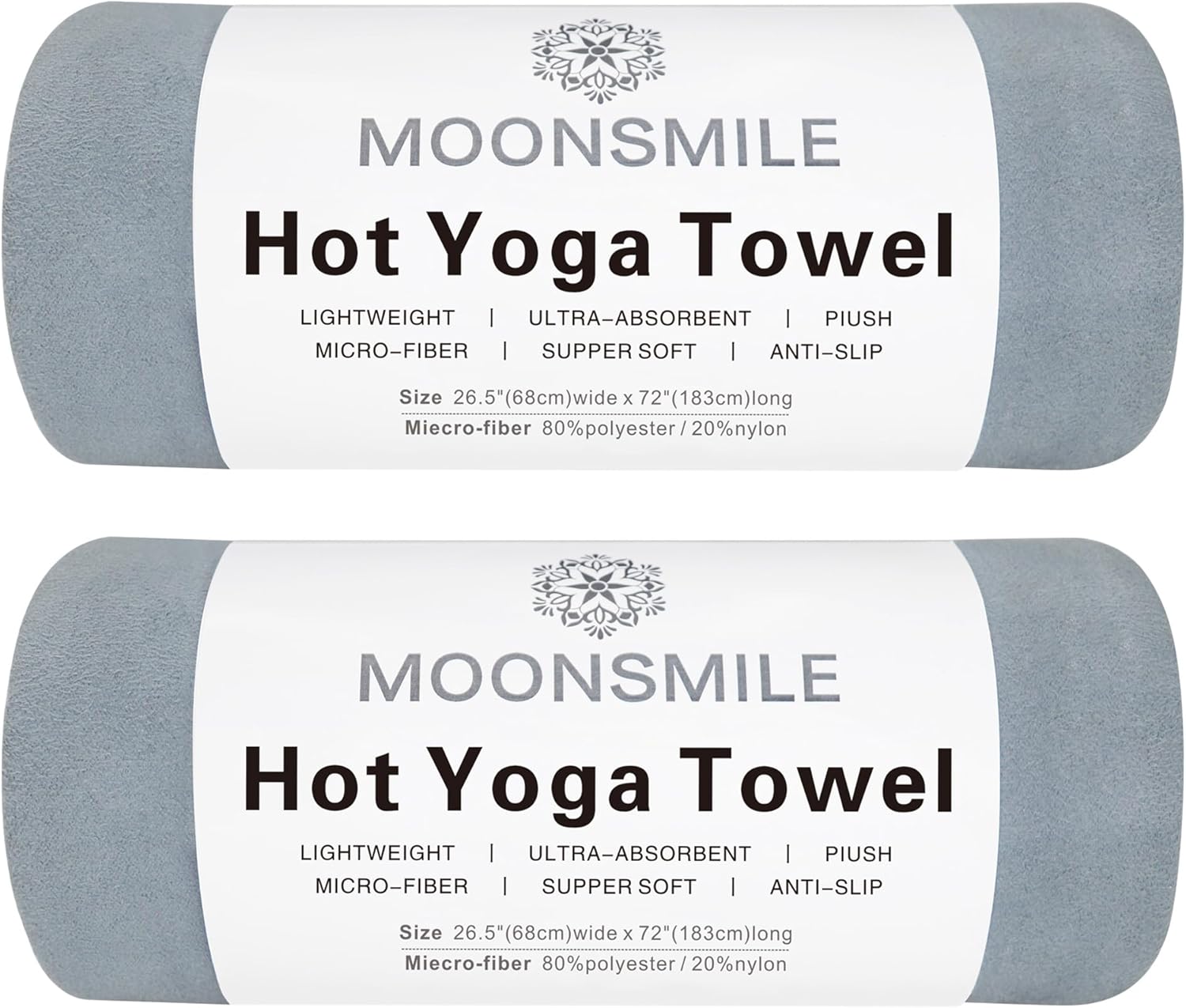 Non Slip Hot Yoga Mat Towels x2 - Ultra Absorbent!