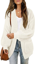 Chunky Cardigan Sweater for Women - Lantern Sleeve Oversized Knit