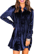 Ivay Women's Velvet Button Down Tshirt Dress - Comfortable Chic