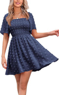 EXLURA Women's Summer Casual Square Neck Ruffle Mini Dress
