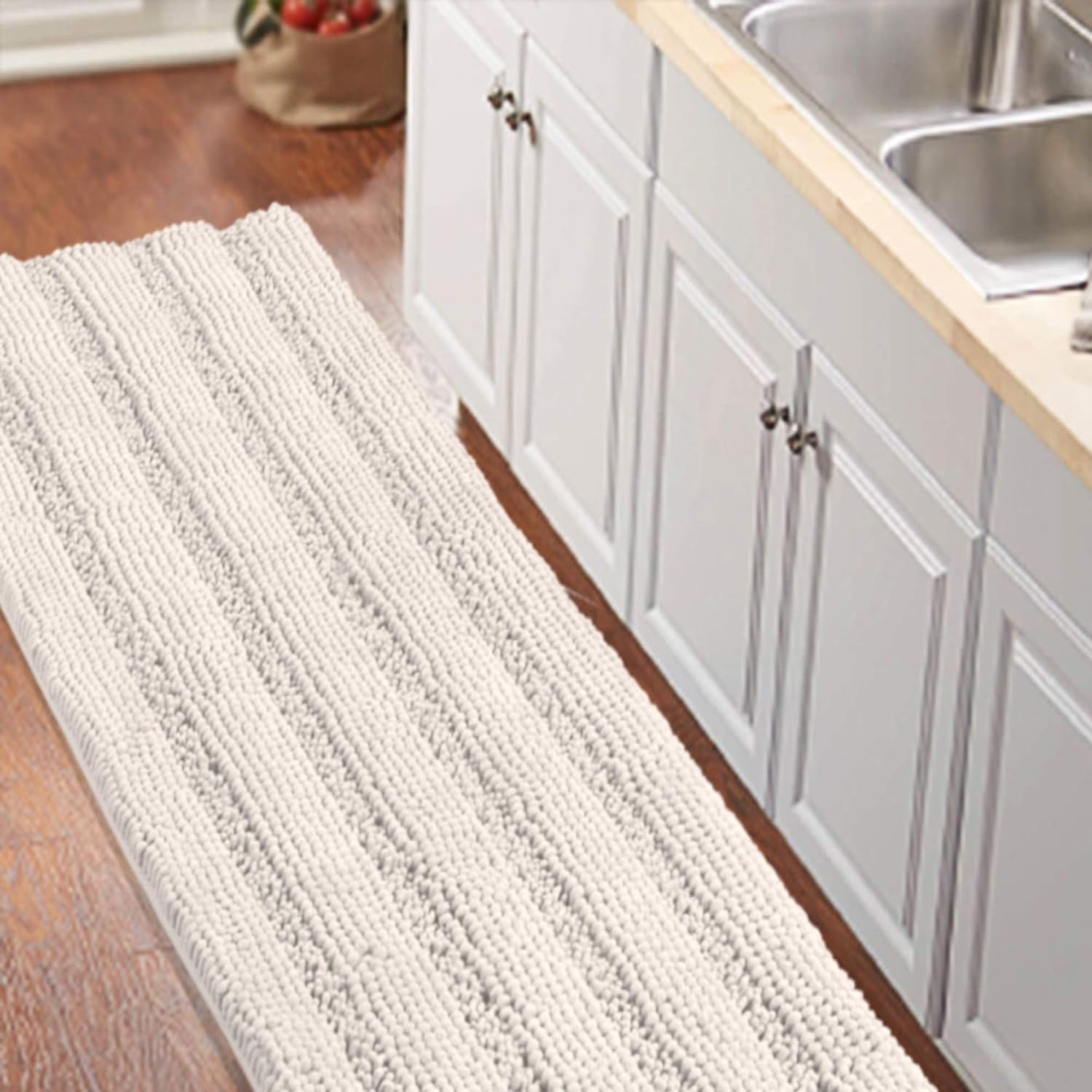 Turquoize Non Slip Shaggy Chenille Bathroom Rug for Comfort