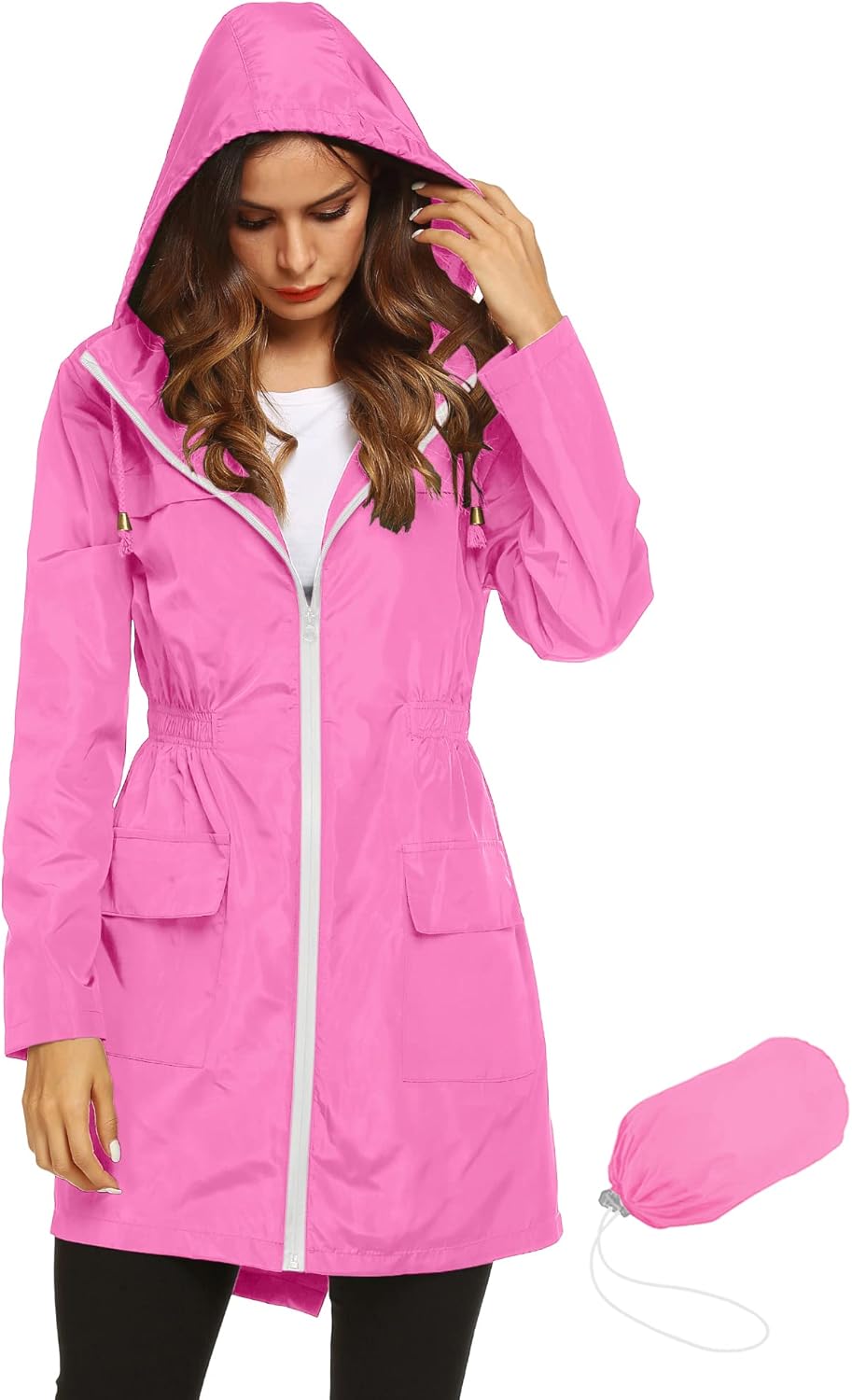 Lomon Women Waterproof Lightweight Rain Jacket for Outdoor Use