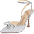 Women's Pointed Toe Strappy Heels with Rhinestone Ankle Strap