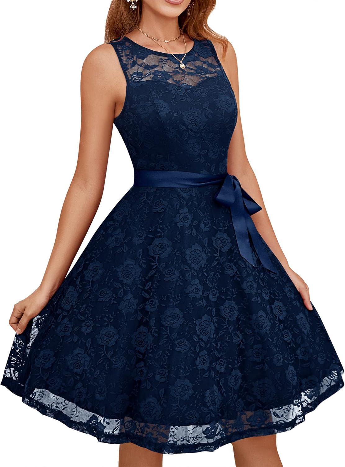 Dressystar Women's Floral Lace Dress for Elegant Bridesmaids