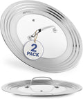 Universal Lids with Tempered Glass (2 Pack) - Fits 8.25 to 12 in