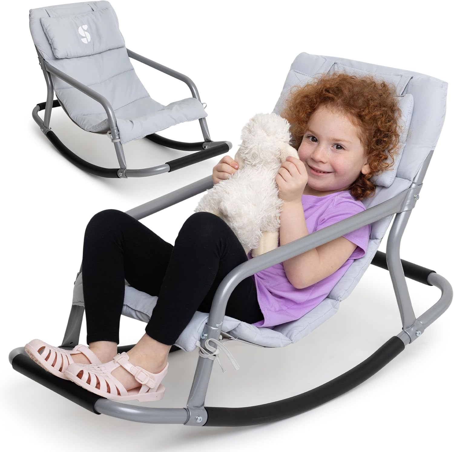 Comfy Kids Rocker for Playroom - Soft & Stable Grey Chair
