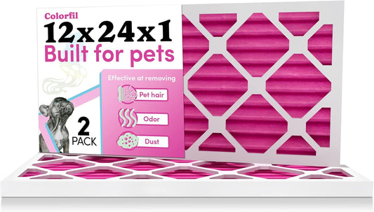 Colorfil 12x24x1 Air Filter for Pet Hair and Odor Removal