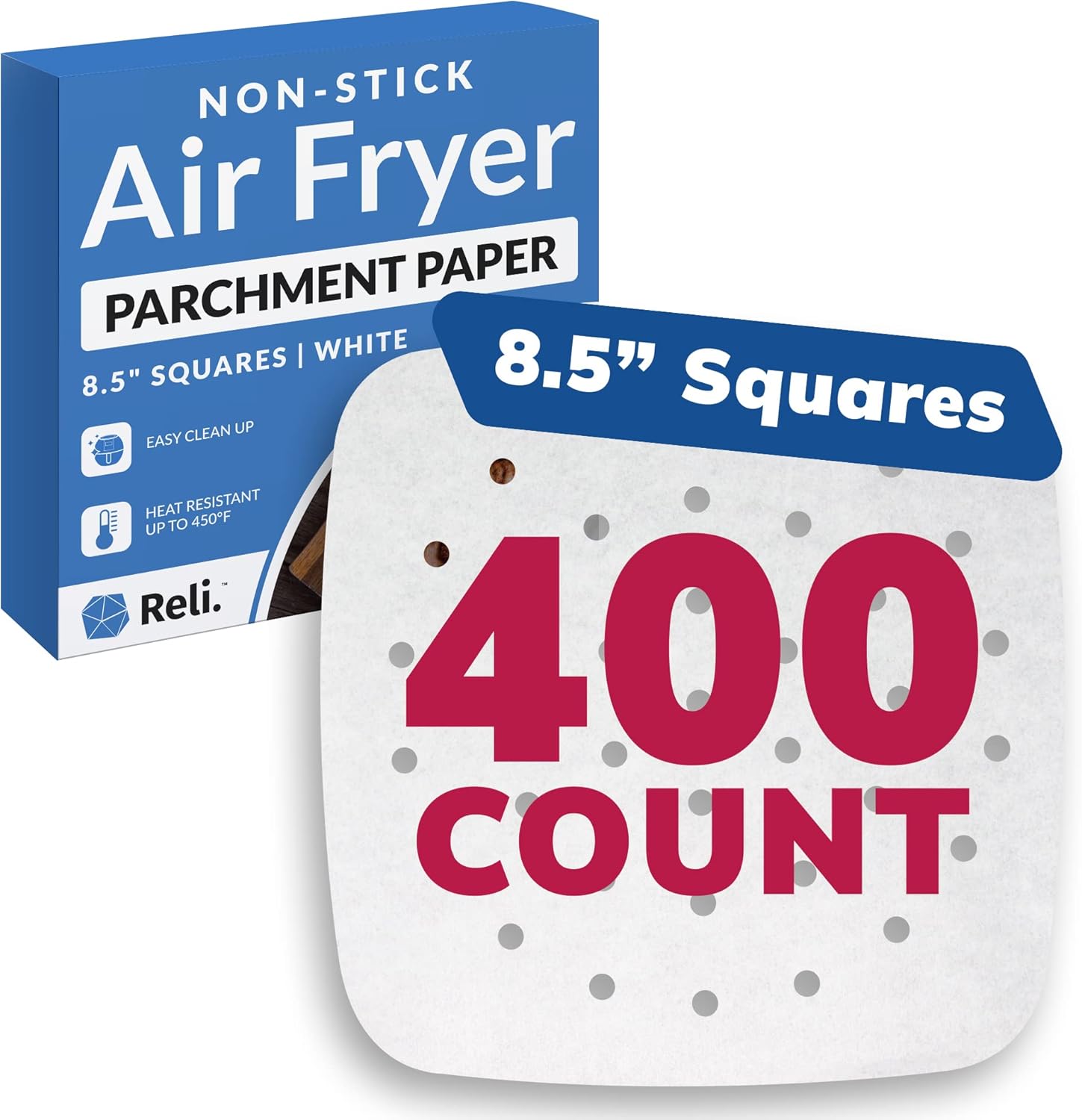 400 White Air Fryer Parchment Liners | 8.5 Square Disposable Sheets