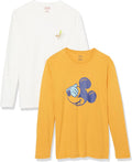 Men's Long-Sleeve Graphic T-Shirts Pack of 2 - Lightweight Regular Fit
