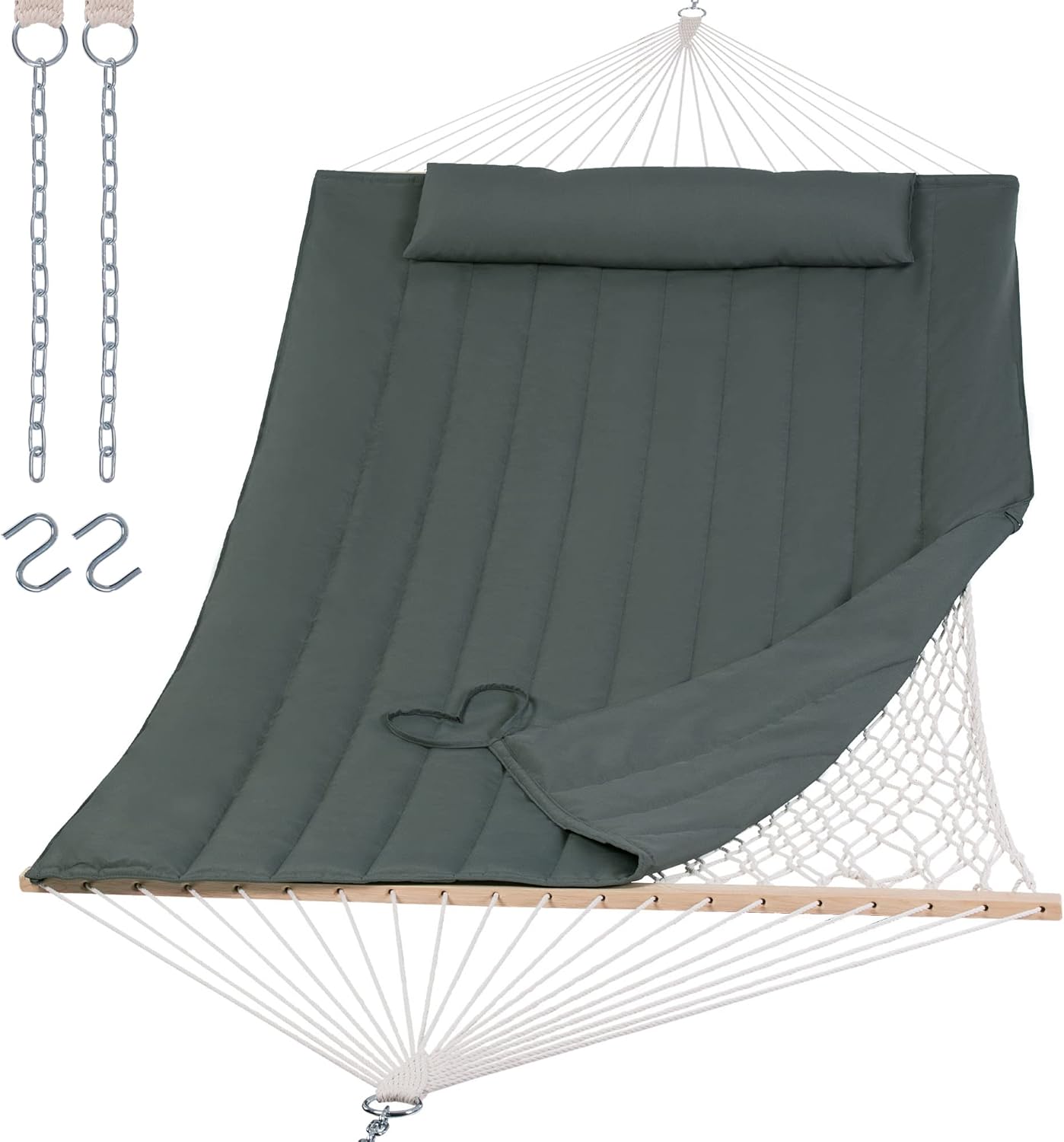 Portable Double Rope Hammock with Pad for Two Person Relaxation