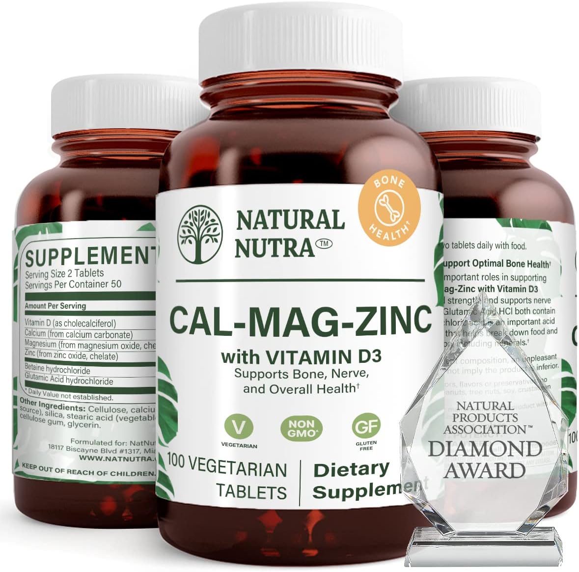 Natural Nutra Calcium Magnesium Zinc Supplement for Bone Health