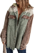 Dokotoo Womens 2025 Fall Corduroy Shacket Jacket - Cozy Color Block as