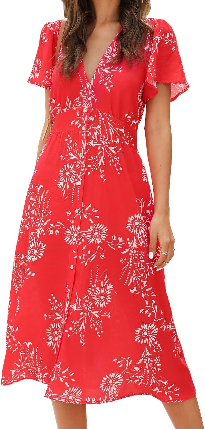 Stylish Women's Floral Button Up Split Dress for Every Occasion