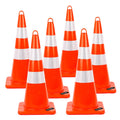 28 Inch Traffic Safety Cones 6 pcs with Reflective Collars - High