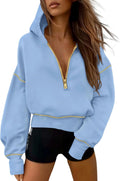 Women's Cropped Half Zip Hoodie - Cozy Fleece Fall Sweatshirt