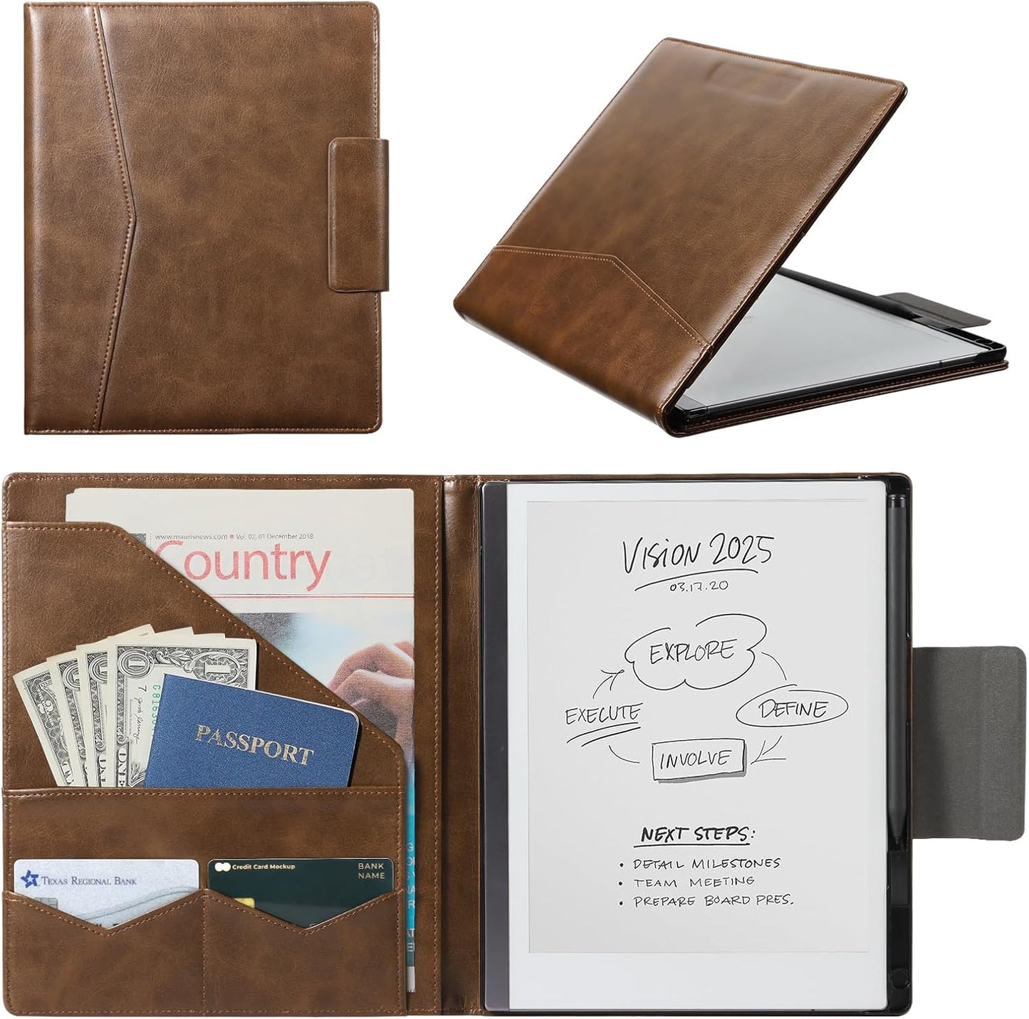 CoBak Premium PU Leather Case for Remarkable 2 Tablet - Brown