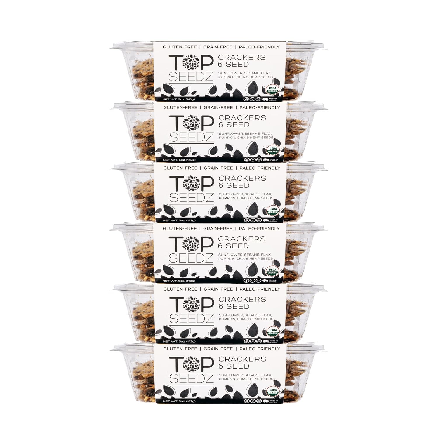 Top Seedz Organic Gluten Free 6 Seed Crackers - Healthy Snack