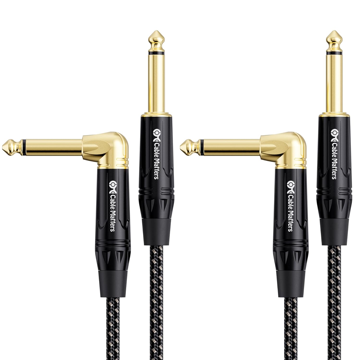 Cable Matters 2-Pack 1/4 Inch TS Right Angle Guitar Cables - Reliable Sound Connection