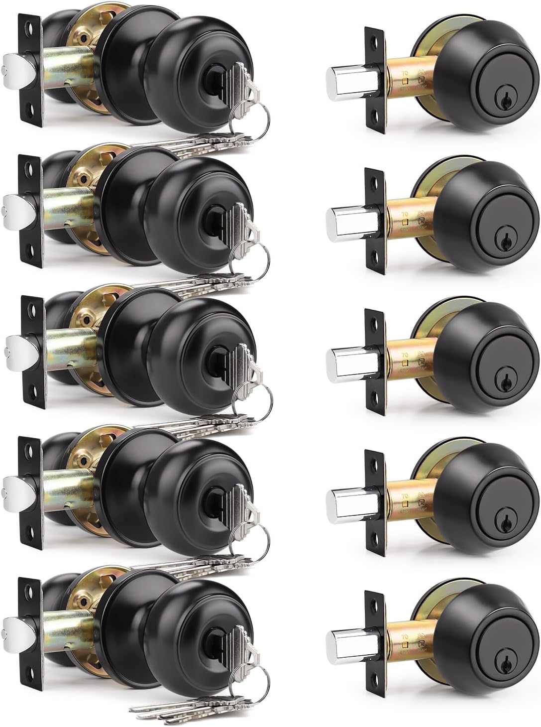 Keyed Alike Front Door Knob and Deadbolt Set for Security