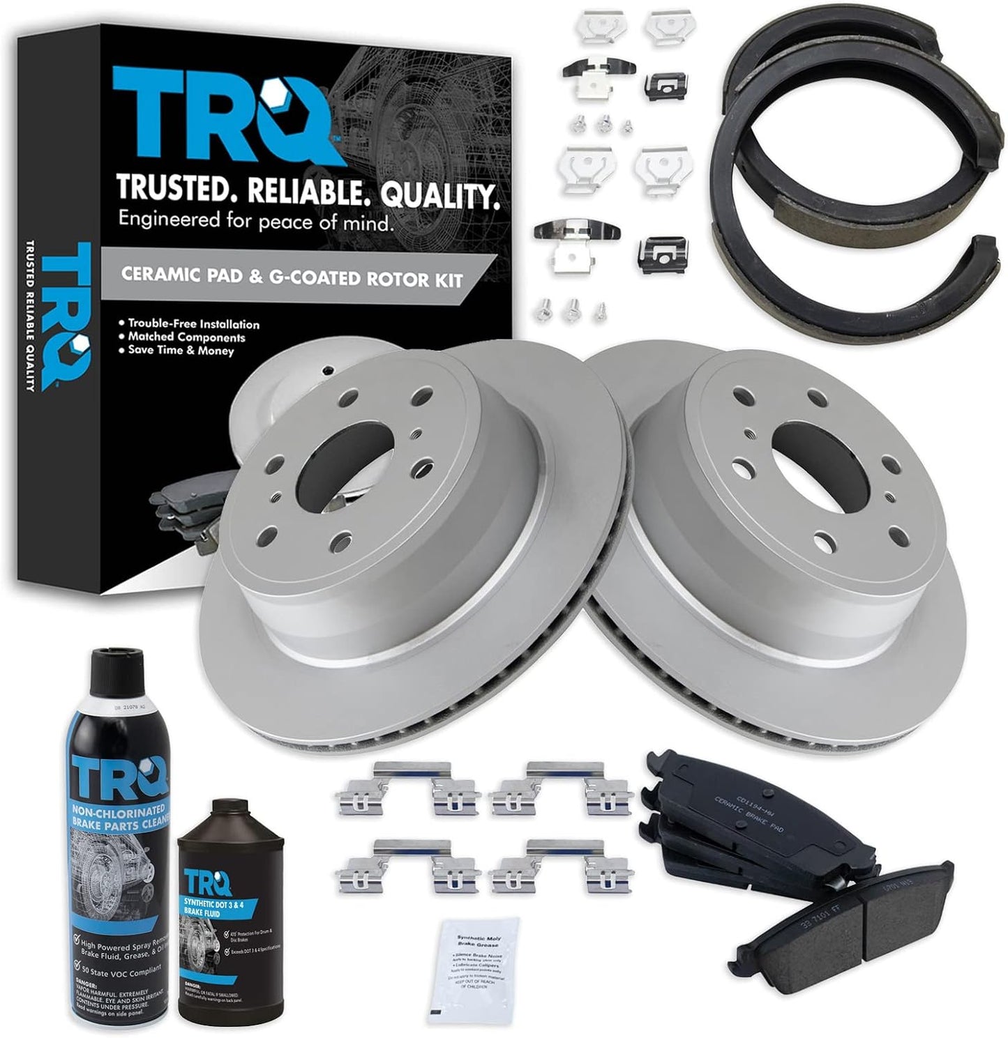 TRQ Rear Brake Pad & Rotor Kit for Cadillac and Chevrolet Vehicles