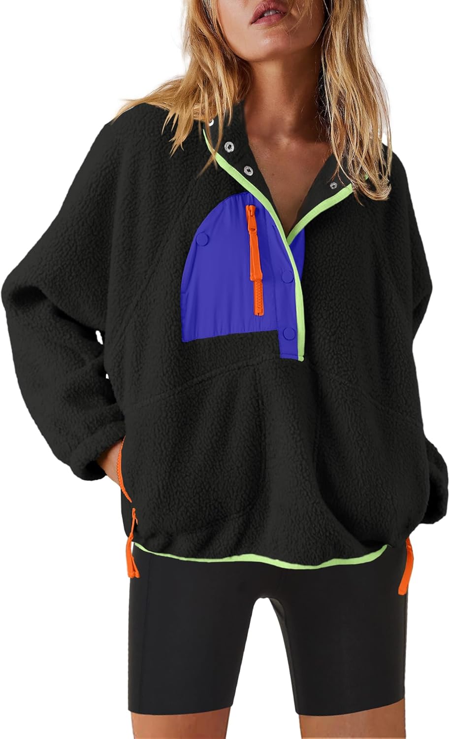 Nirovien Womens Fleece Pullover Sherpa Jacket for Cozy Days