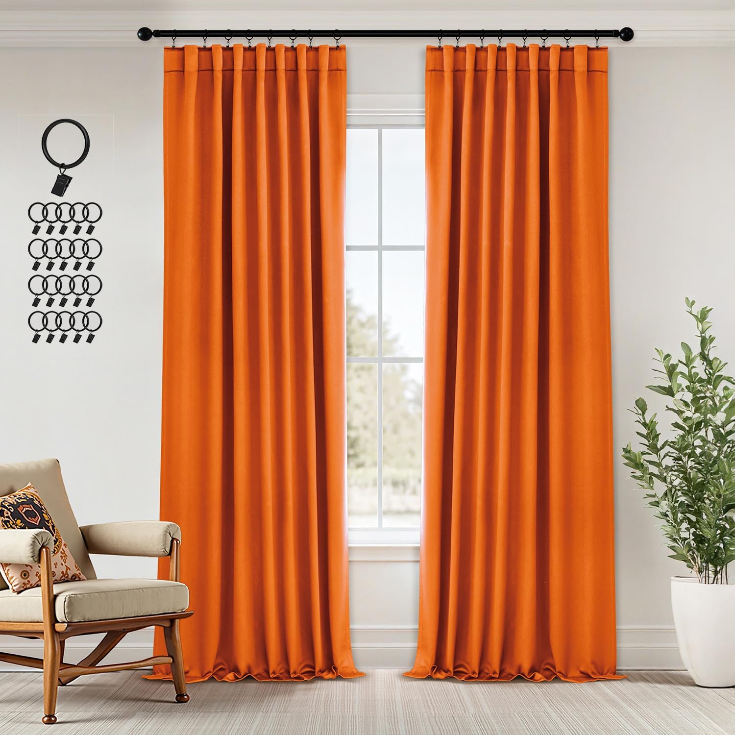 ANRODUO Fall Back Tab Blackout Curtains for Elegant Bedrooms