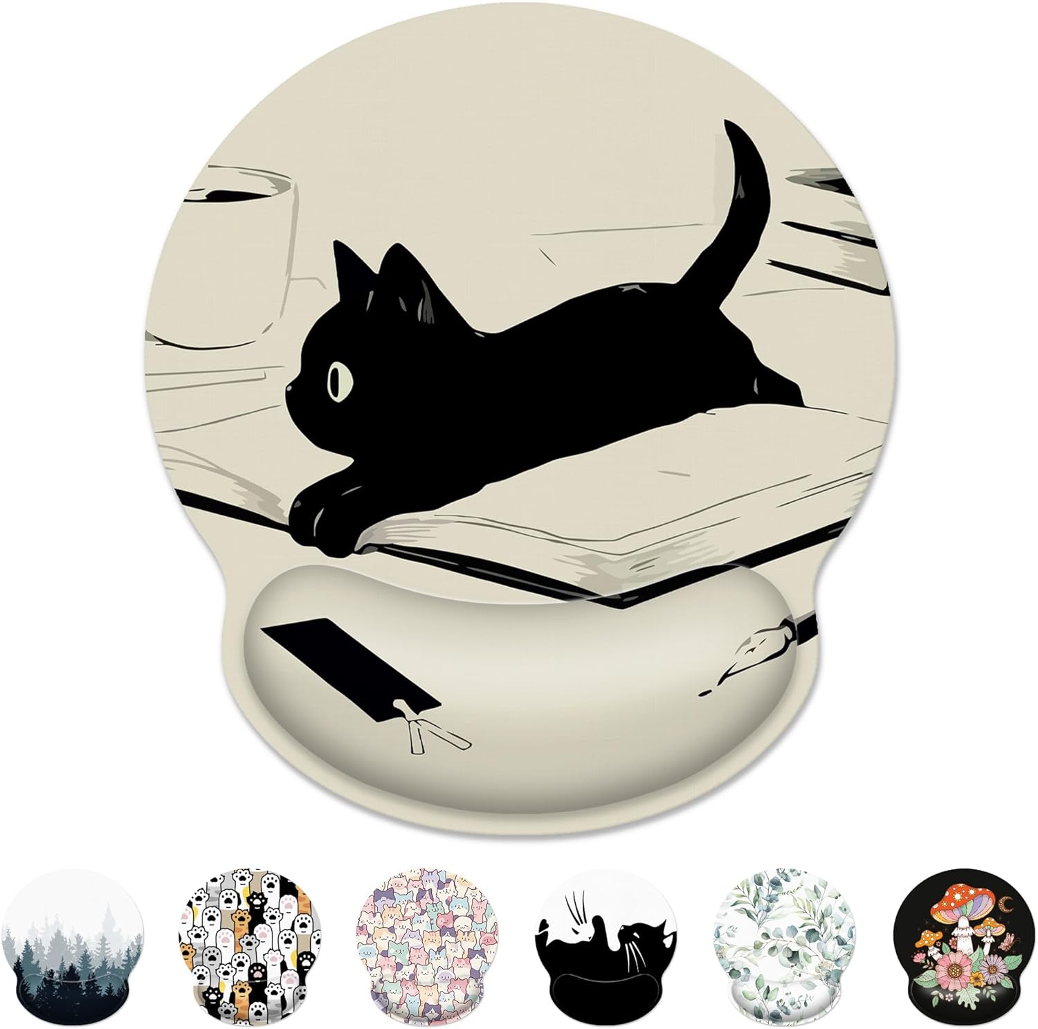 Kawaii Black Cat Mouse Pad: Wrist Pain Relief