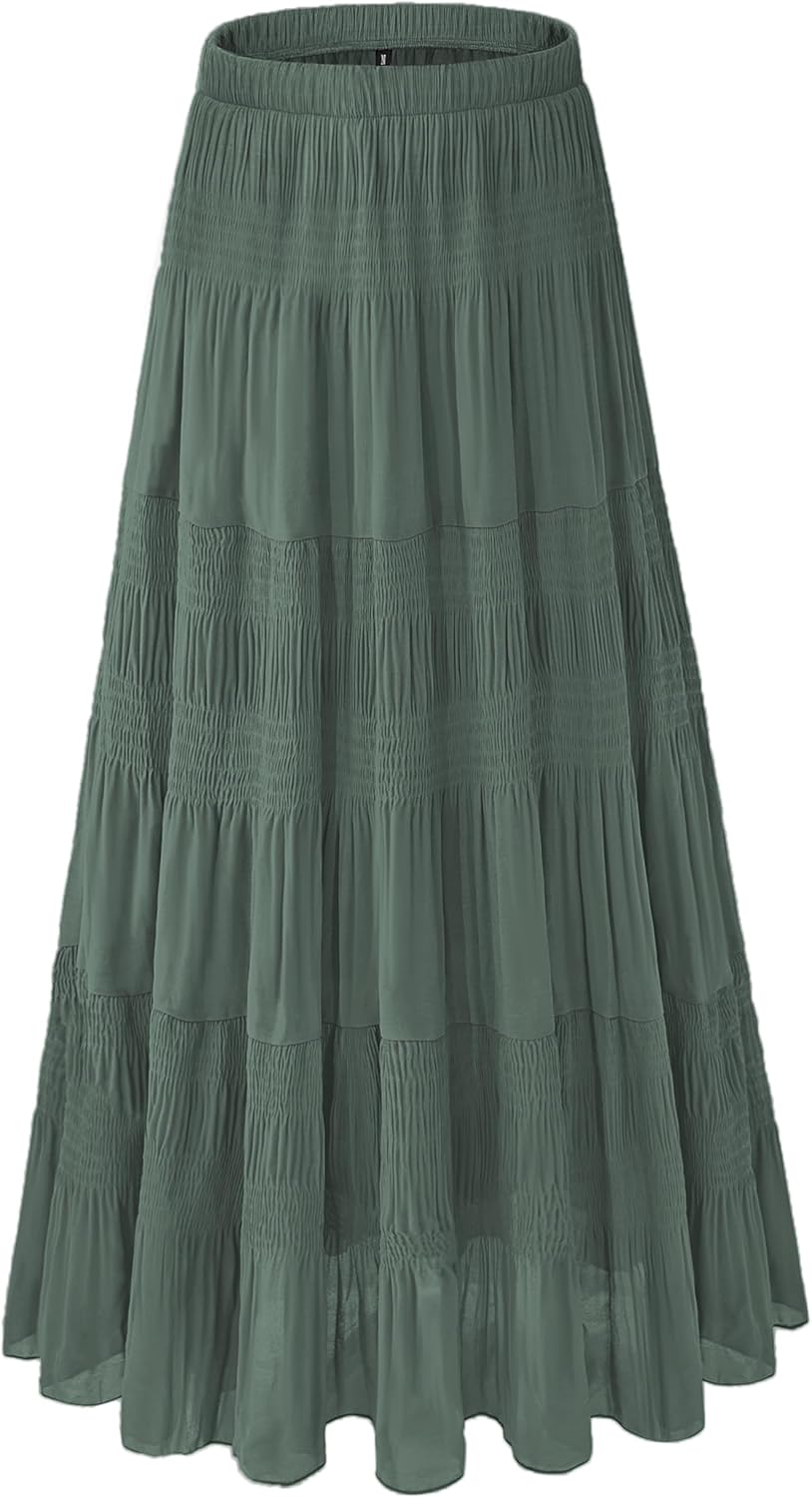 Women's Chiffon White Flowy Maxi Skirt for Trendy Fall Style