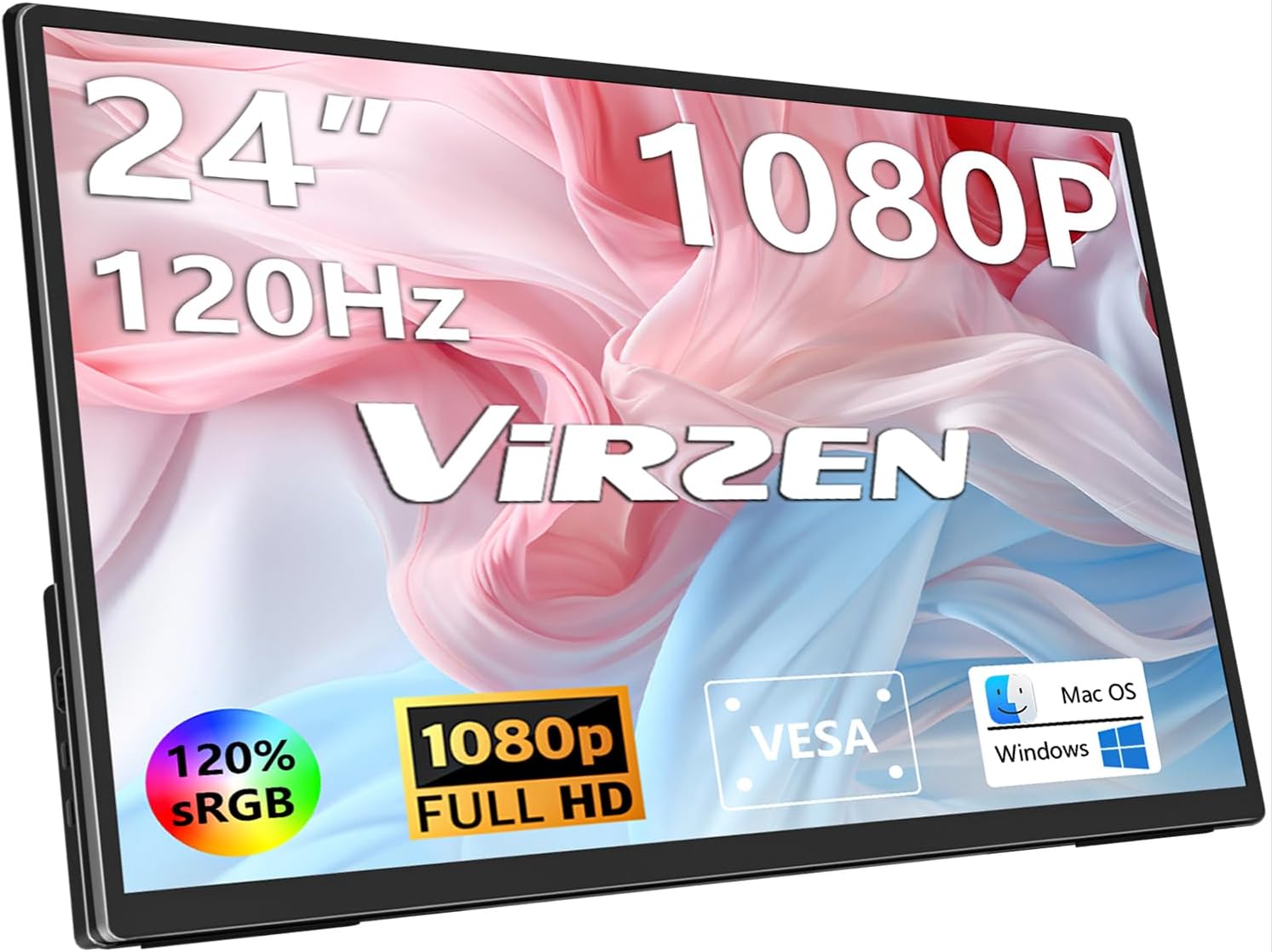 24 Inch Large Portable Monitor for Gaming and Work by Virzen