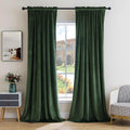 Olive Green Velvet Blackout Curtains 72 in Panels - Thermal Privacy